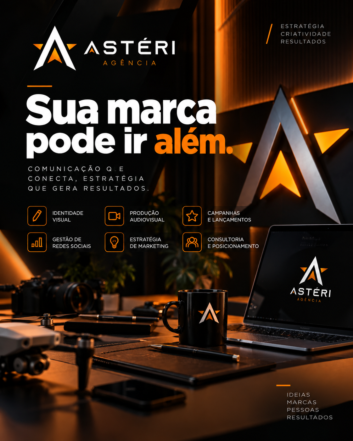 Conceito visual da identidade da Astéri Agência